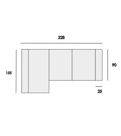 Medidas Chaiselongue Penélope 2 Plazas Izquierdo