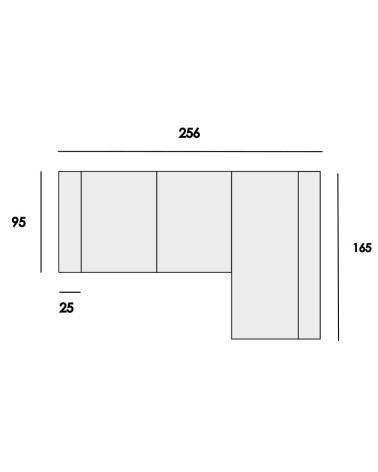 Medidas Chaiselongue Natalie 2'5 Plazas Derecho